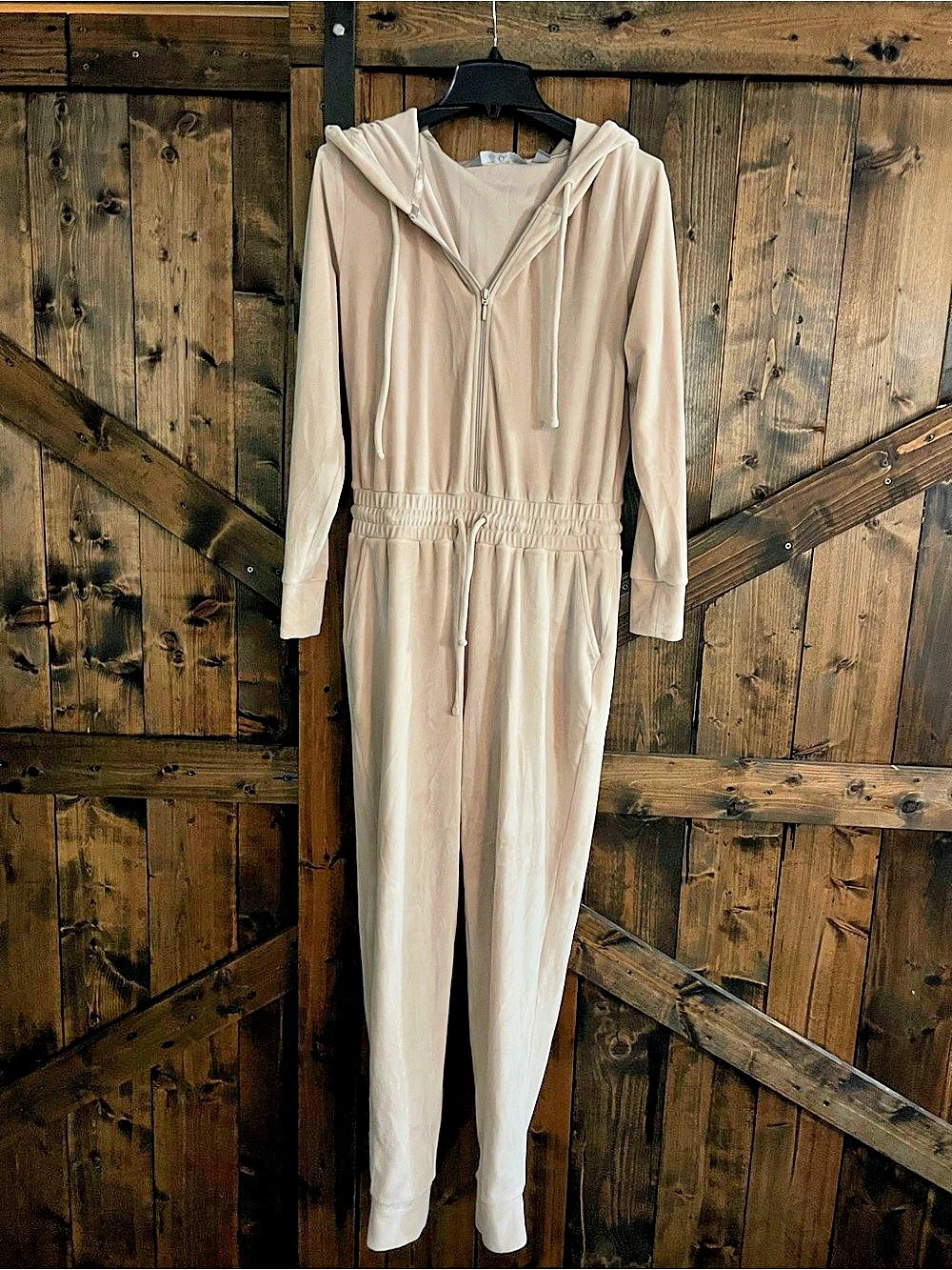 G by Giuliana Hooded Jumpsuit in Beige Small New